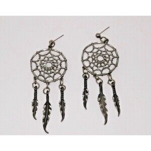 Dream Catcher Long Dangle Feather Earrings